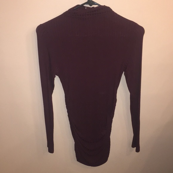 Windsor Burgundy Mock Neck Ruched Tunic - Picture 1 of 3